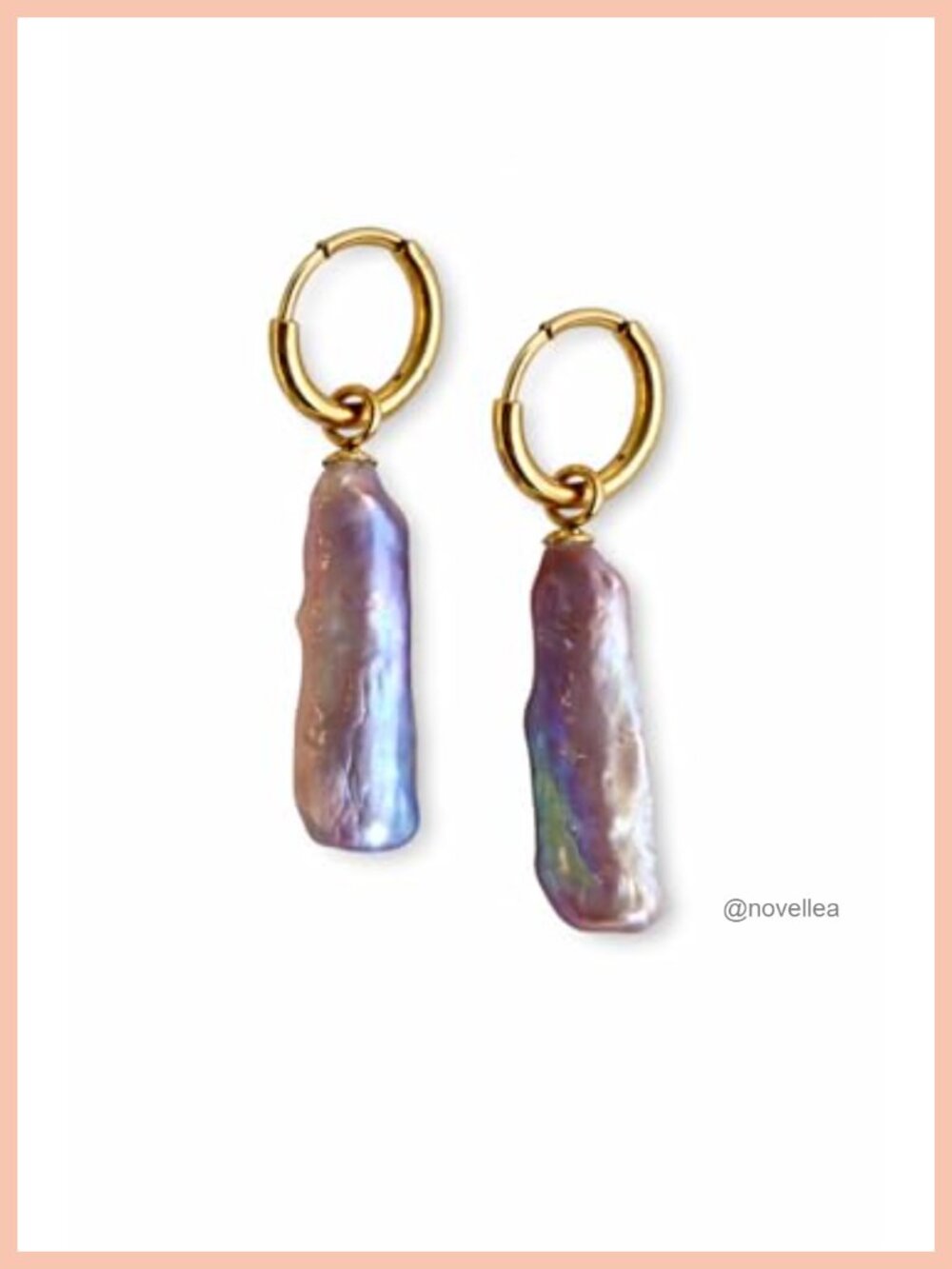 Natural Purple Baroque Pearl Drop Earrings Gold-plated Sterling Silver 3.5cm